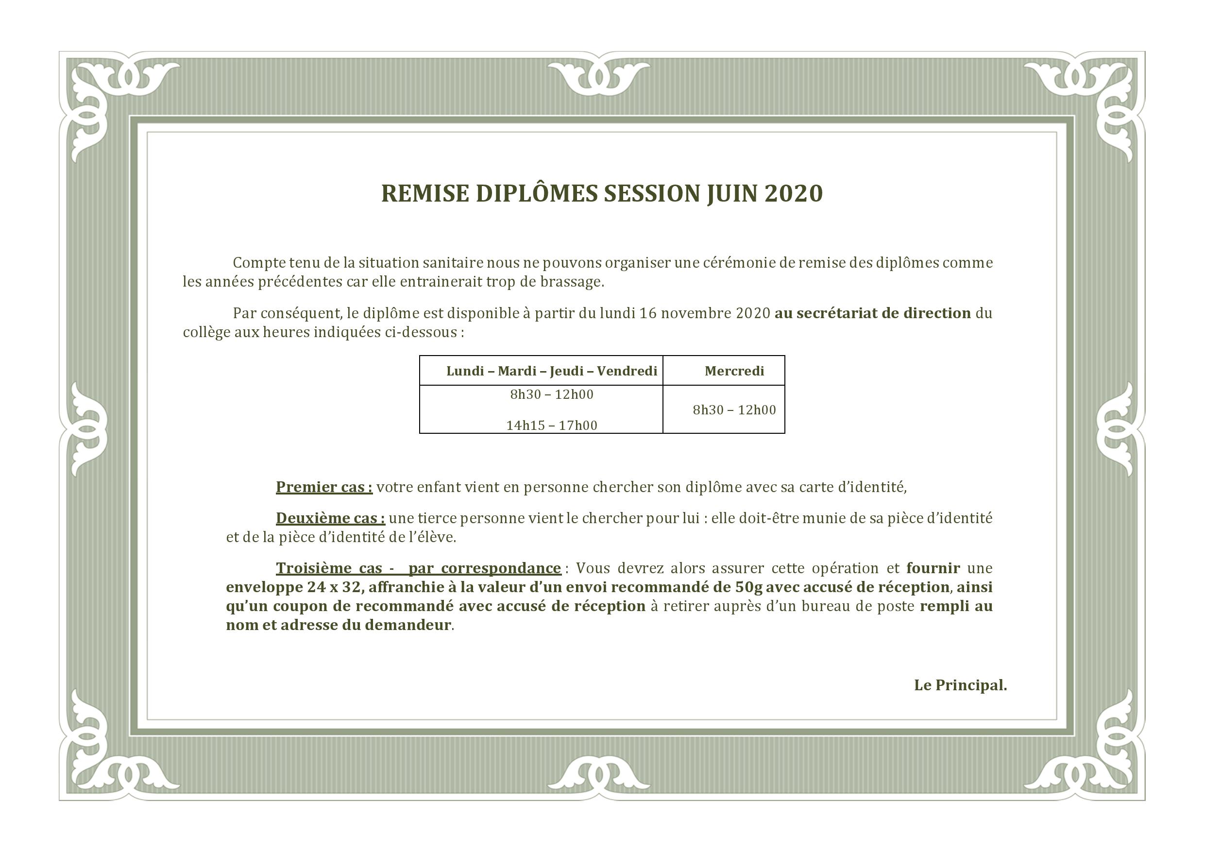 AFFICHE REMISE DIPLOMES SESSION JUIN 2020 page 001